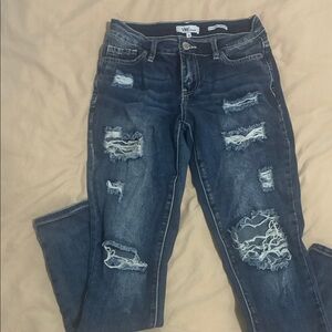 YMI Women’s Dark Blue Distressed Skinny Jeans